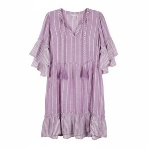 NEW Tribal Jeans Boho Ruffle Spring Swing Dress Women's Size Petite Small Pastel